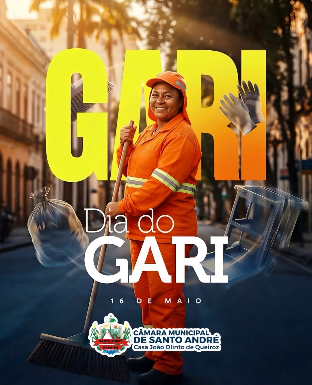 🧹✨ Neste Dia do Gari, a Câmara Municipal de Santo André presta homenagem a esses profi...