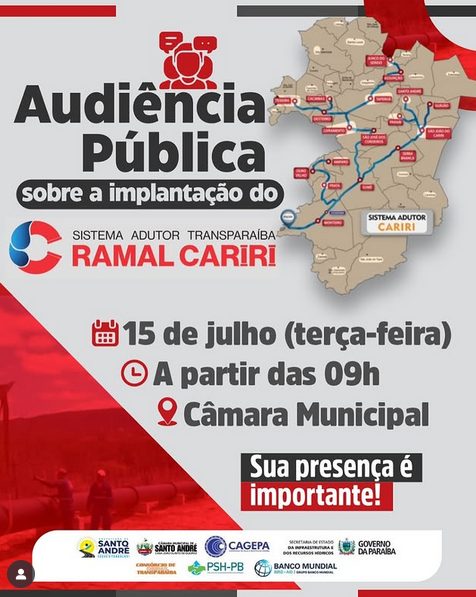 Audiência Pública na Câmara de Santo André debate implantação do Sistema Adutor Transparaíba Ramal